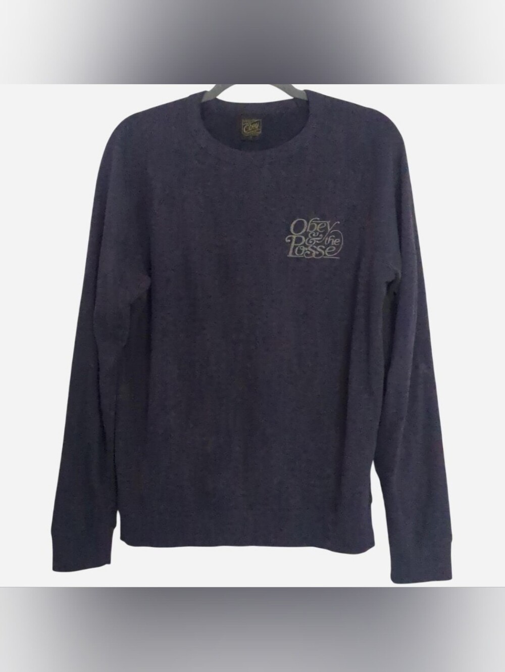 Vintage OBEY Clothing "Obey & The Posse" Navy Blue Crewneck Sweatshirt - Size S